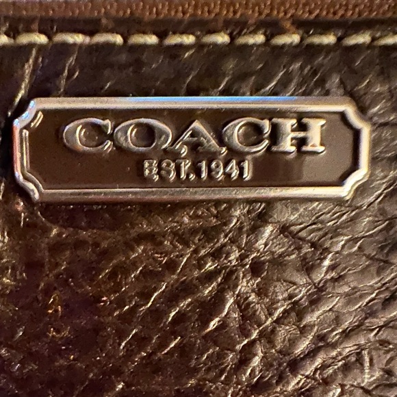 COACH Khaki/Mahogany Signature Mini Skinny Zip Wallet/Keychain - Picture 2 of 9